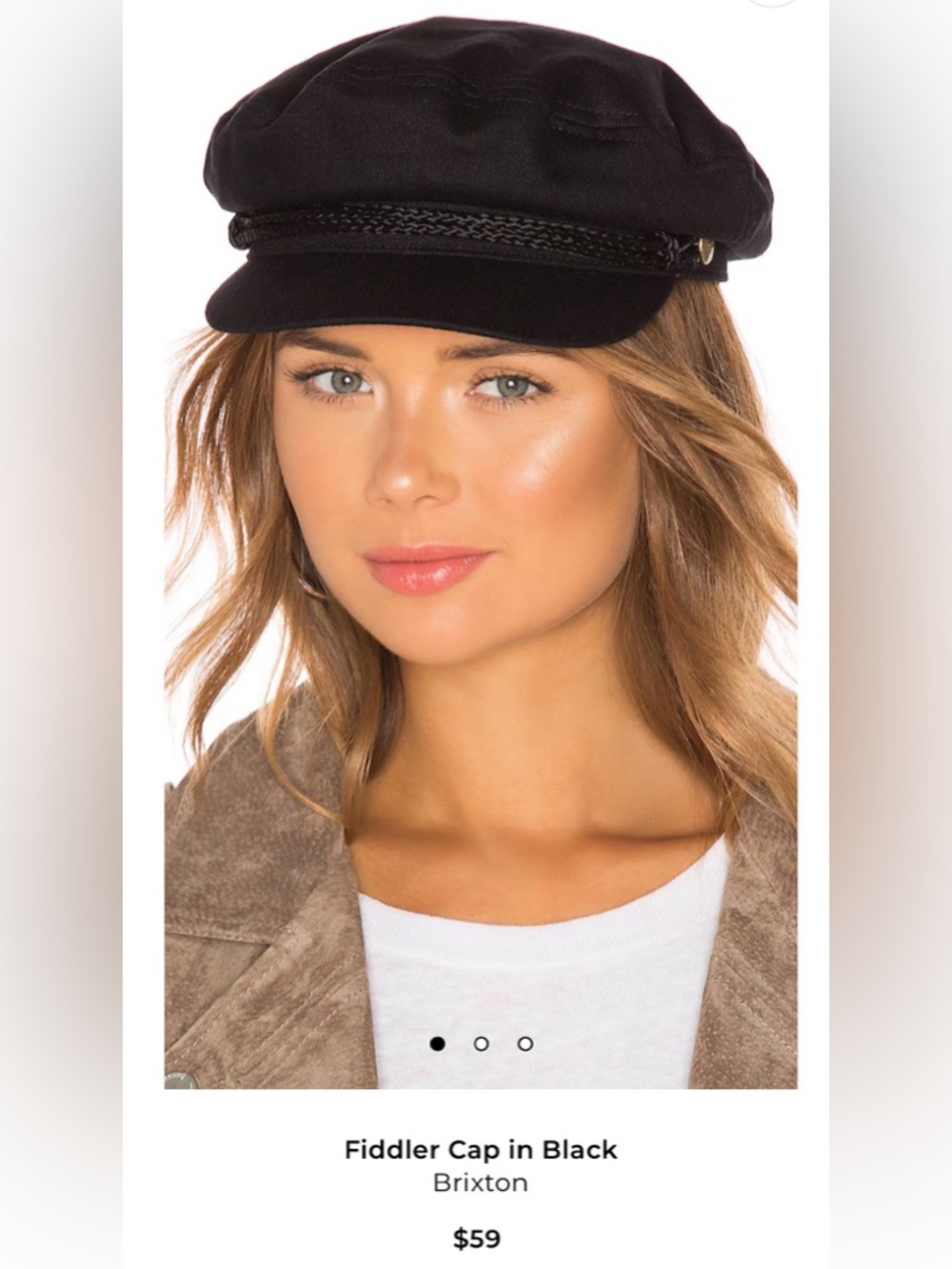 Brixton Black Baker Boy Cap with Braided Trim